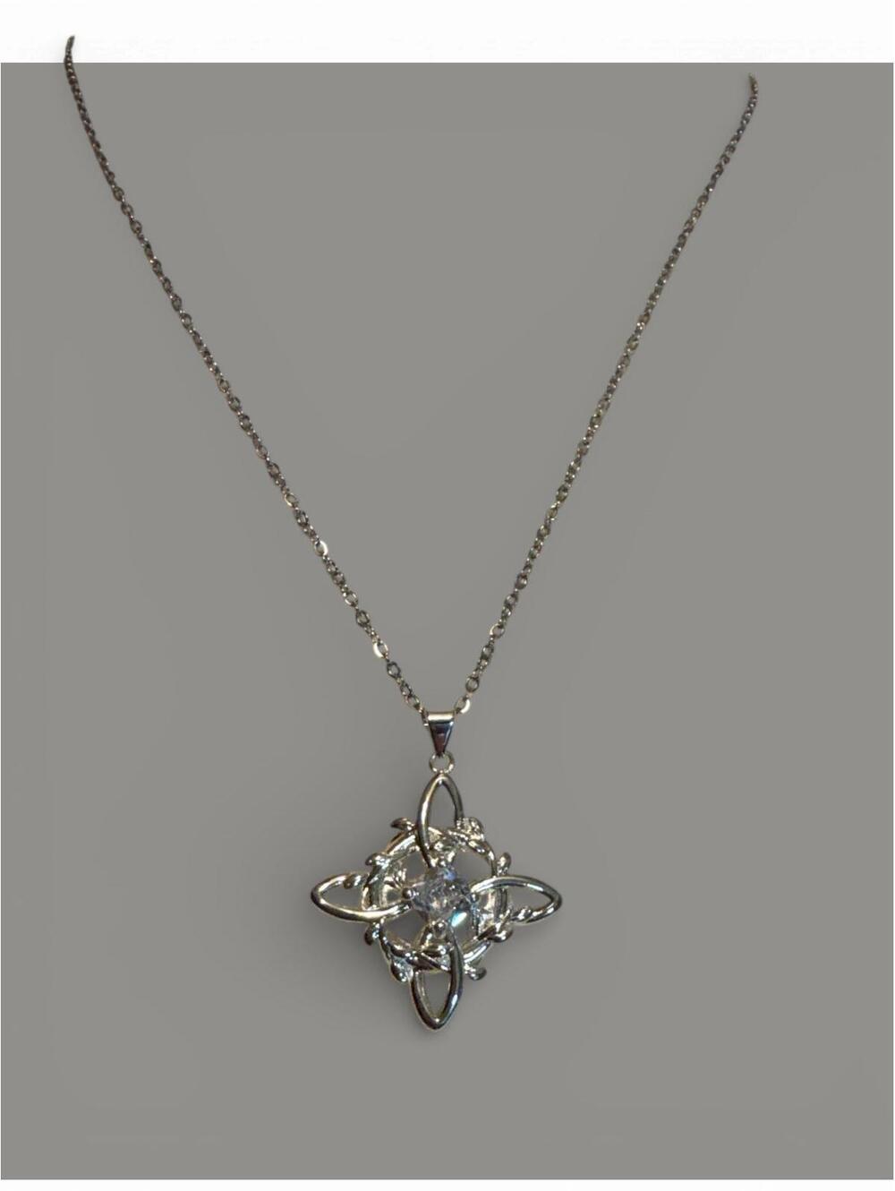Stainless Steel & CZ Pendant Necklace